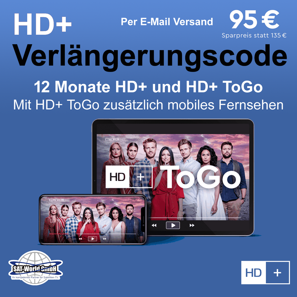 HD+ Plus + HD+ ToGo Verlängerung für 12 Monate