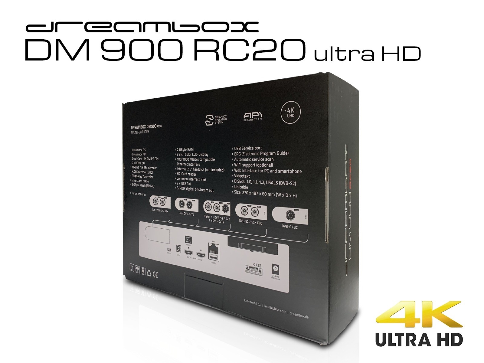 Dreambox DM 900 RC 20, 1 X Dual S2x MS Tuner