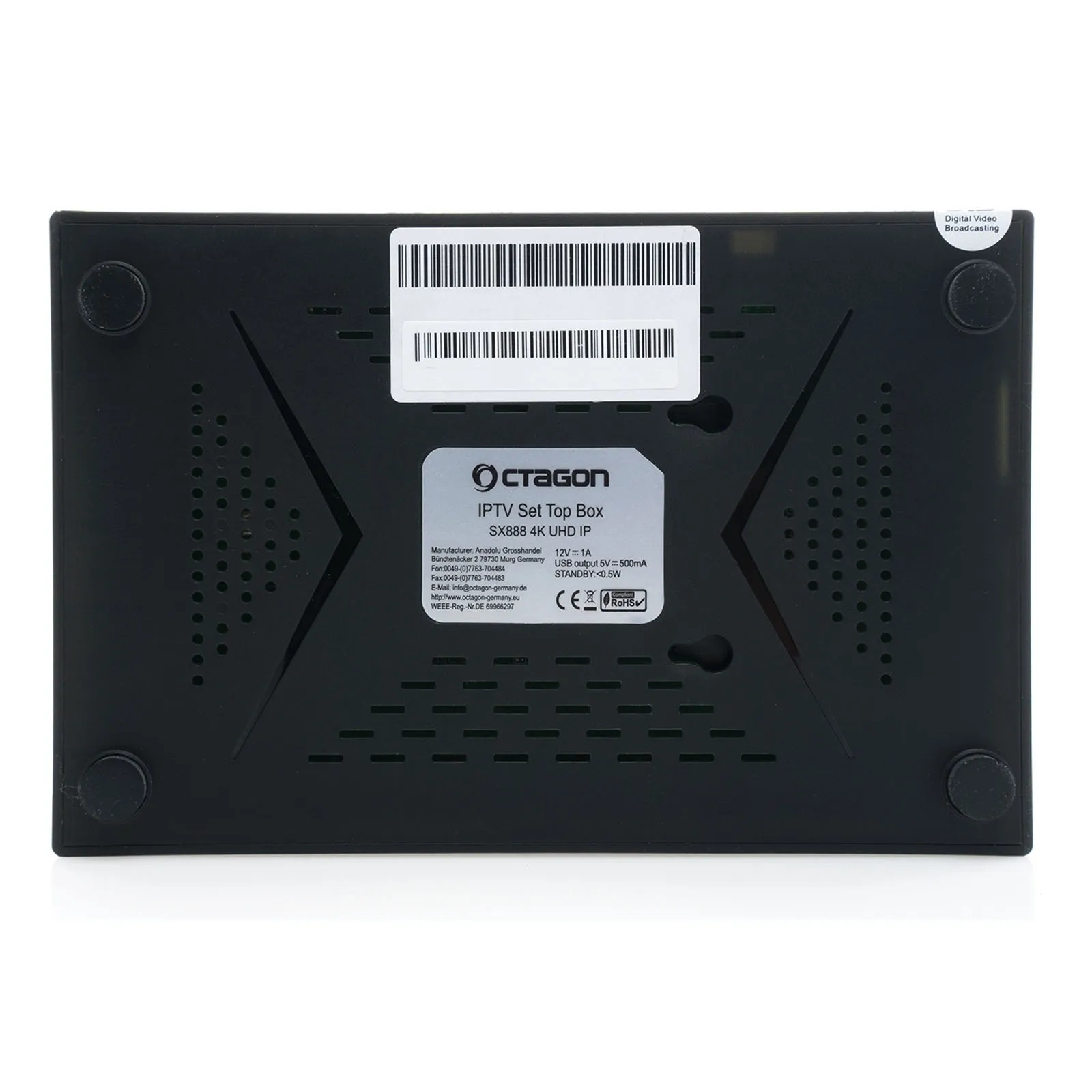 OCTAGON SX888 4K V2 WL ULTRA HD IP HDMI USB H.265 Stalker Multistream IPTV Receiver Schwarz