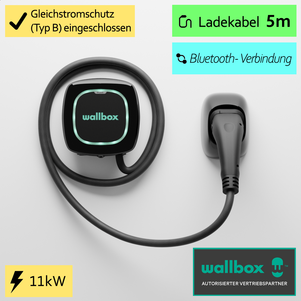 Wallbox Pulsar Plus 11 KW, 5 Meter, schwarz