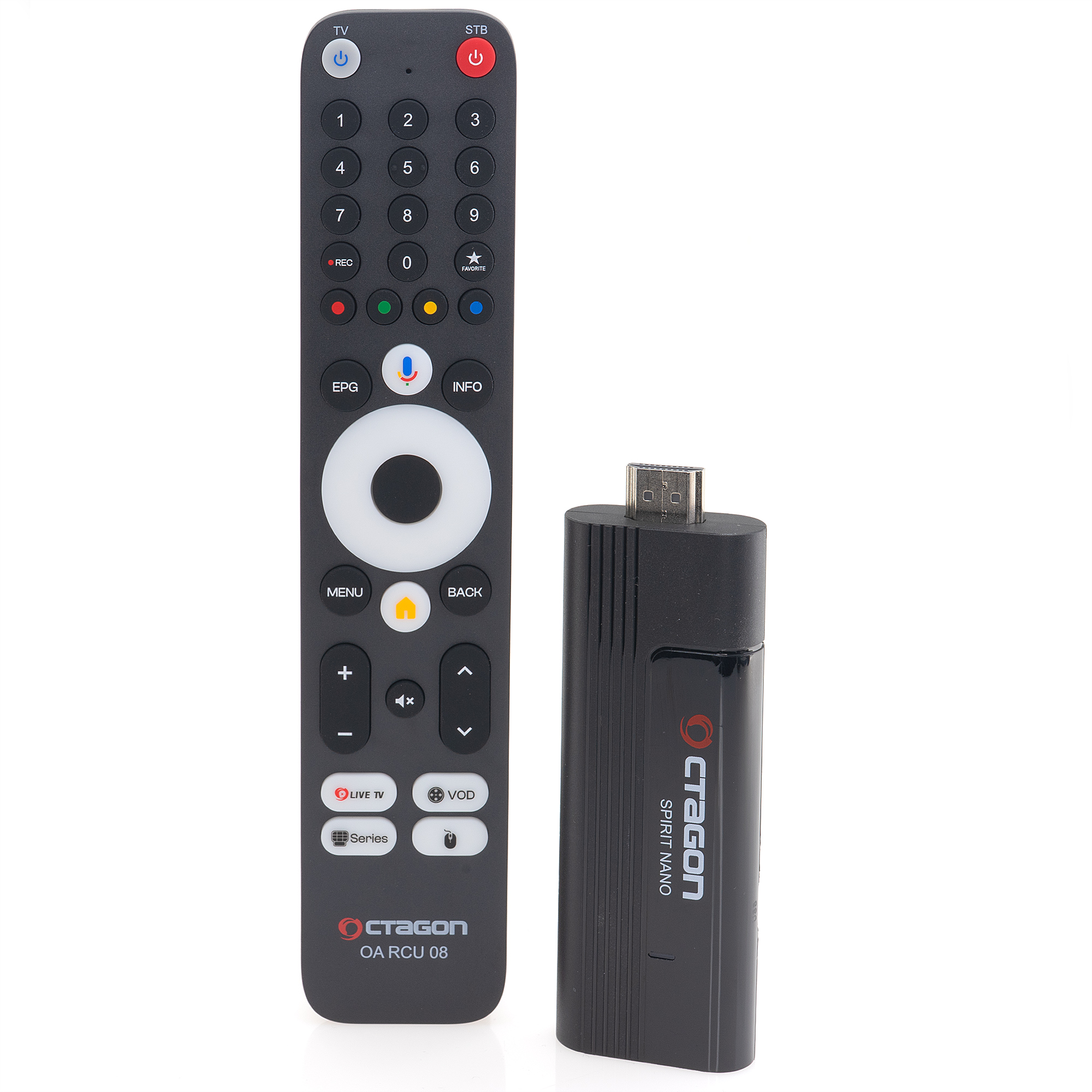 OCTAGON SPIRIT NANO 4K UHD Android Streaming Stick HDR10+ OTT MEDIA 5G WLAN BT RCU