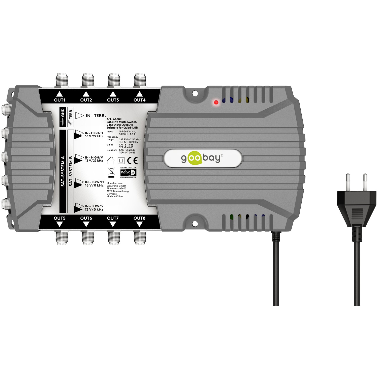 Goobay Sat Multischalter 9 Eingänge/8 Ausgänge