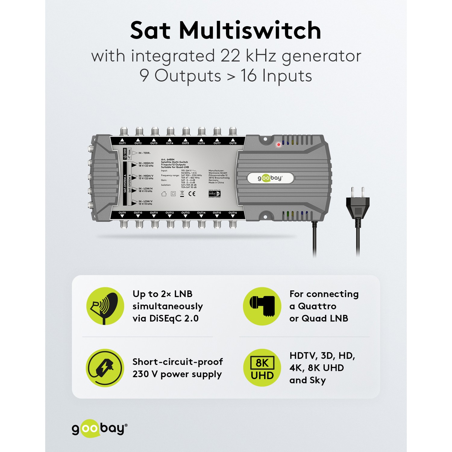Goobay Sat Multischalter 9 Eingänge/16 Ausgänge