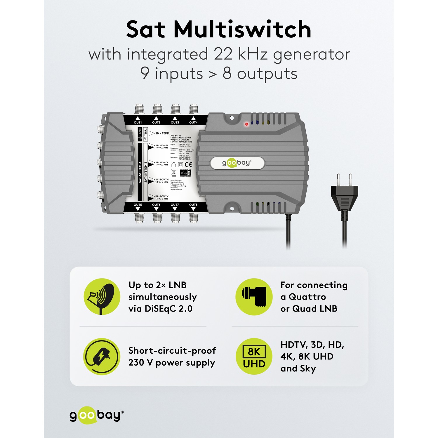 Goobay Sat Multischalter 9 Eingänge/8 Ausgänge